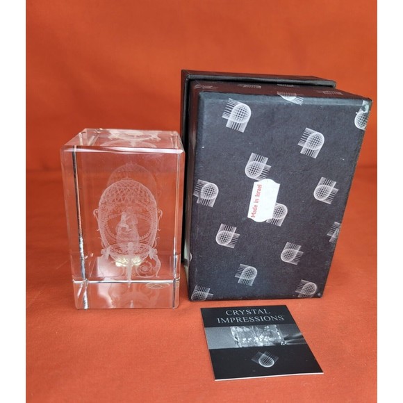3D Crystal Mary Jesus Inside Egg Faberge Laser Etched Glass Paperweight Israel - Picture 11 of 11